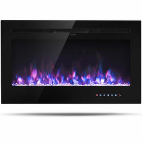 36" Ultra-Thin Recessed Electric Fireplace Insert, 1500W Wall-mounted Fireplace Heater with 9 Flame Colors