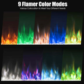 36" Ultra-Thin Recessed Electric Fireplace Insert, 1500W Wall-mounted Fireplace Heater with 9 Flame Colors