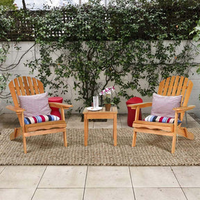 3-Piece Folding Adirondack Chair Set with Side Table, Eucalyptus Wood Outdoor Lounger Chairs & Table Set for Backyard, Garden, Poolside