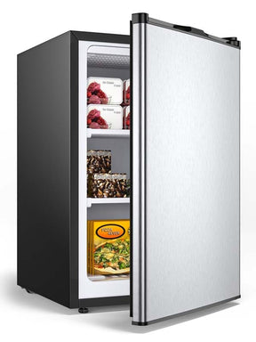 3.0 Cu.Ft Compact Upright Freezer, Mini Freezer with Reversible Single Stainless Steel Door & Removable Shelves for Home Office, Apartment