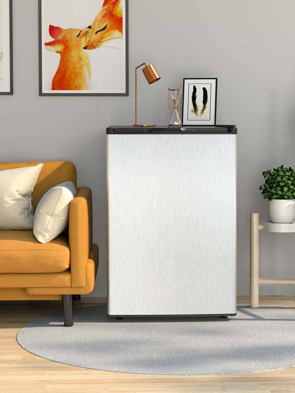 3.0 Cu.Ft Compact Upright Freezer, Mini Freezer with Reversible Single Stainless Steel Door & Removable Shelves for Home Office, Apartment