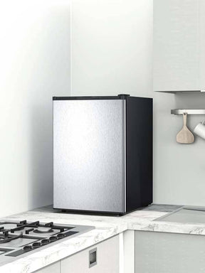 3.0 Cu.Ft Compact Upright Freezer, Mini Freezer with Reversible Single Stainless Steel Door & Removable Shelves for Home Office, Apartment