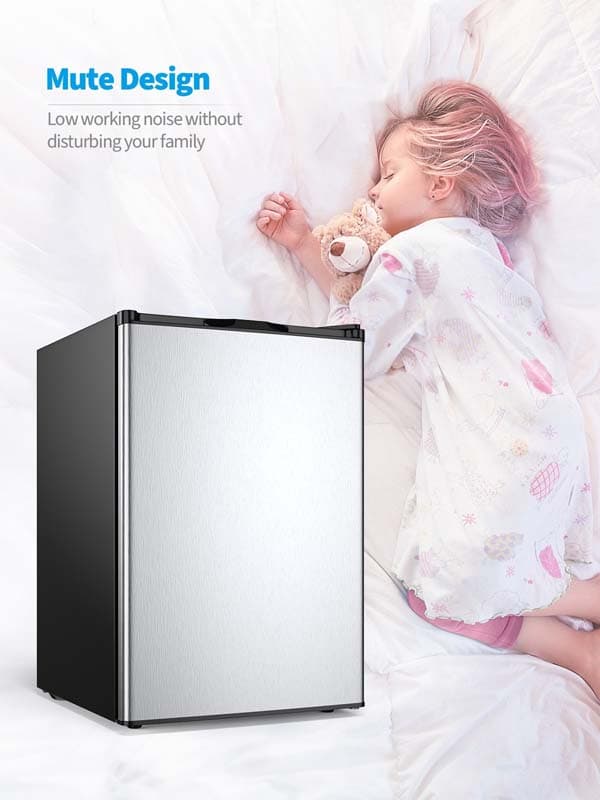 3.0 Cu.Ft Compact Upright Freezer, Mini Freezer with Reversible Single Stainless Steel Door & Removable Shelves for Home Office, Apartment