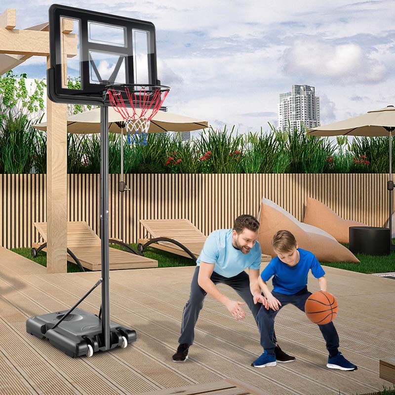 4.25-10 FT Portable Basketball Hoop System, Height Adjustable Basketball Goal with 44" Shatterproof Backboard & 2 Nets for Indoor Outdoor Teens Adults