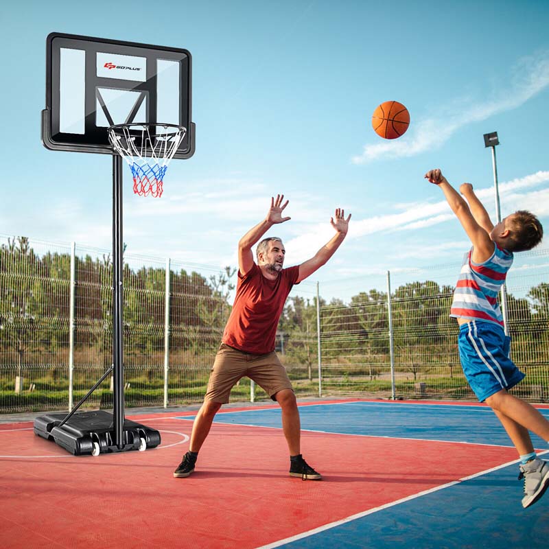4.5-10FT Portable Basketball Hoop Outdoor, Height Adjustable Basketball Goal System with 44" Backboard & Wheels