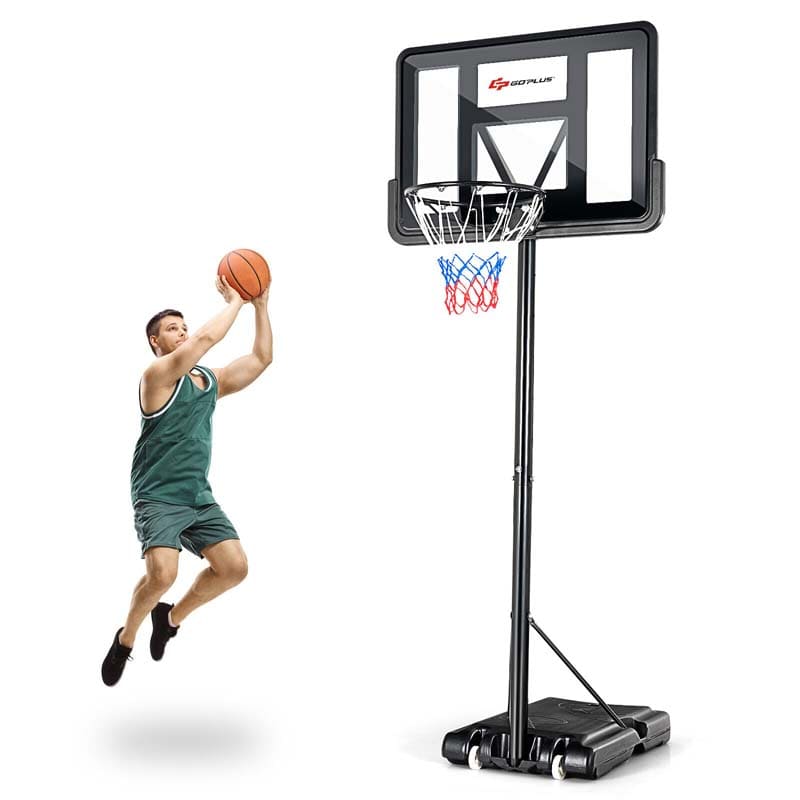 4.5-10FT Portable Basketball Hoop Outdoor, Height Adjustable Basketball Goal System with 44" Backboard & Wheels
