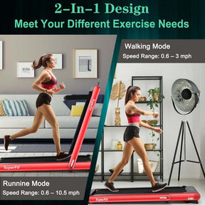 2 in 1 4.75HP Folding Treadmill, Under Desk Electric Treadmill, Portable Running Machine with APP Control, LED Touch Screen, Bluetooth Speaker