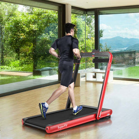2 in 1 4.75HP Folding Treadmill, Under Desk Electric Treadmill, Portable Running Machine with APP Control, LED Touch Screen, Bluetooth Speaker