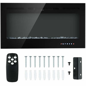 40" Ultra-Thin Electric Fireplace Insert, In-Wall Recessed & Wall Mounted 1500W Fireplace Heater with 9 Flame Colors, Thermostat, Temperature Control