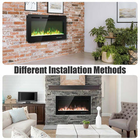 40" Ultra-Thin Electric Fireplace Insert, In-Wall Recessed & Wall Mounted 1500W Fireplace Heater with 9 Flame Colors, Thermostat, Temperature Control