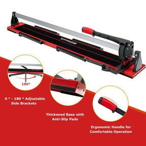 48" Manual Tile Cutter, Professional Ceramic Porcelain Floor Tile Cutting Machine with Tungsten Carbide Wheel, Removable Scale & Adjustable Brackets