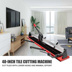 48" Manual Tile Cutter, Professional Ceramic Porcelain Floor Tile Cutting Machine with Tungsten Carbide Wheel, Removable Scale & Adjustable Brackets