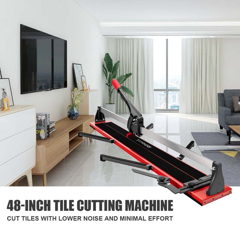 48" Manual Tile Cutter, Professional Ceramic Porcelain Floor Tile Cutting Machine with Tungsten Carbide Wheel, Removable Scale & Adjustable Brackets