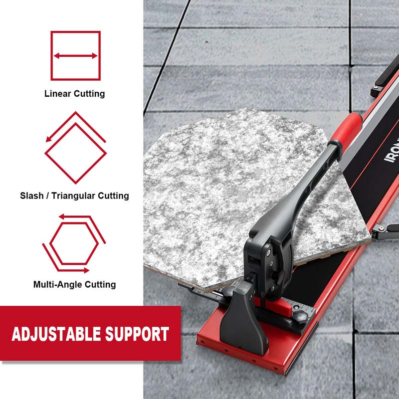 48" Manual Tile Cutter, Professional Ceramic Porcelain Floor Tile Cutting Machine with Tungsten Carbide Wheel, Removable Scale & Adjustable Brackets