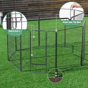 48" 16/8 Panel Pet Playpen with Door, Foldable Dog Exercise Pen, Metal Dog Puppy Cat Fence Barrier Kennel