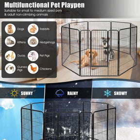 48" 16/8 Panel Pet Playpen with Door, Foldable Dog Exercise Pen, Metal Dog Puppy Cat Fence Barrier Kennel