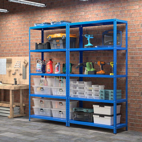 Blue 39" x 16" x 74" 5-Tier Heavy Duty Metal Storage Shelving Unit, Multi-Use Storage Racks Utility Shelves