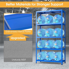 Blue 39" x 16" x 74" 5-Tier Heavy Duty Metal Storage Shelving Unit, Multi-Use Storage Racks Utility Shelves