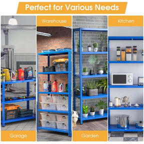 Blue 39" x 16" x 74" 5-Tier Heavy Duty Metal Storage Shelving Unit, Multi-Use Storage Racks Utility Shelves