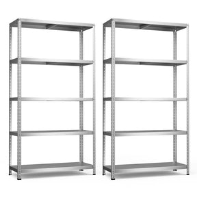 Silver 39" x 16" x 74" 5-Tier Heavy Duty Metal Storage Shelving Unit, Multi-Use Storage Racks Utility Shelves
