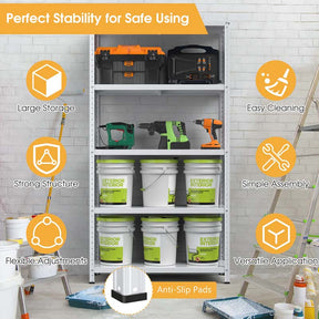 White 74"H 5-Tier Heavy Duty Metal Garage Shelving Unit, Adjustable Storage Shelves Utility Rack for Home Basement Warehouse Workshop