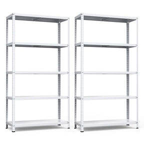 White 74"H 5-Tier Heavy Duty Metal Garage Shelving Unit, Adjustable Storage Shelves Utility Rack for Home Basement Warehouse Workshop