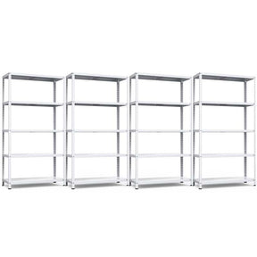 White 74"H 5-Tier Heavy Duty Metal Garage Shelving Unit, Adjustable Storage Shelves Utility Rack for Home Basement Warehouse Workshop