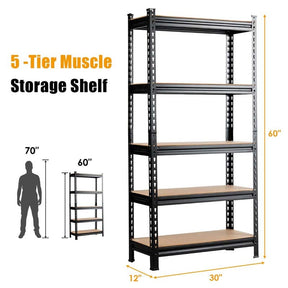 30" x 12" x 60" 5-Tier Heavy Duty Metal Storage Shelving Unit, Boltless Storage Rack Garage Utility Shelves