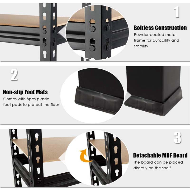 30" x 12" x 60" 5-Tier Heavy Duty Metal Storage Shelving Unit, Boltless Storage Rack Garage Utility Shelves