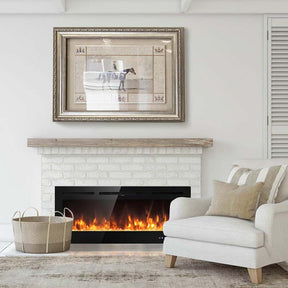 50" Ultra-Thin Recessed Electric Fireplace Insert, 1500W Wall-mounted Fireplace Heater with 9 Flame Colors