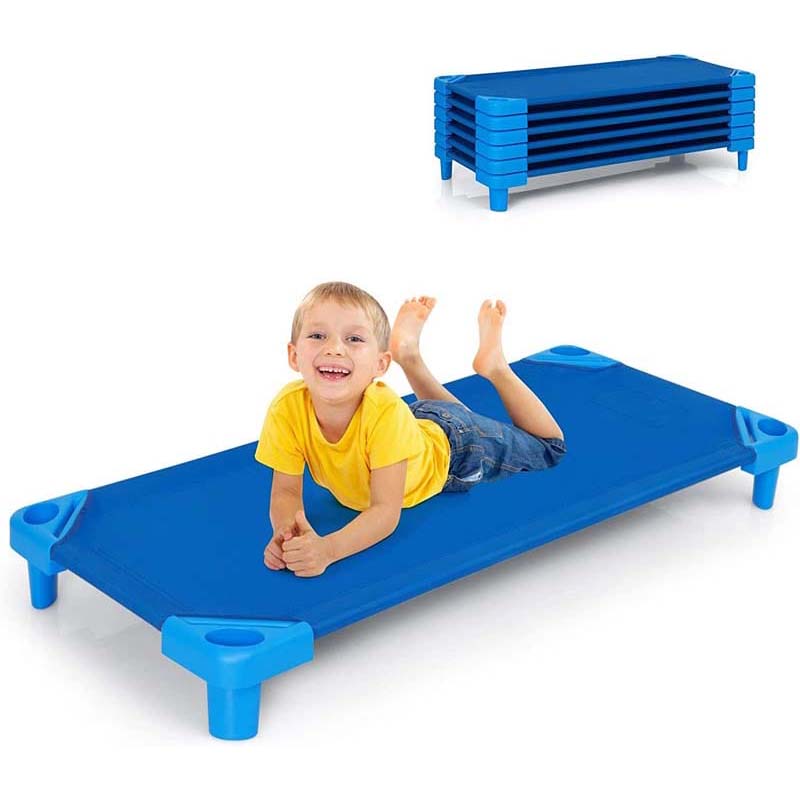 Pack of 6 Stackable Daycare Cots for Kids, 51" x 23" Preschool Nap Mat Toddler Sleeping Cot with Easy Lift Corner, Space-Saving for Classroom