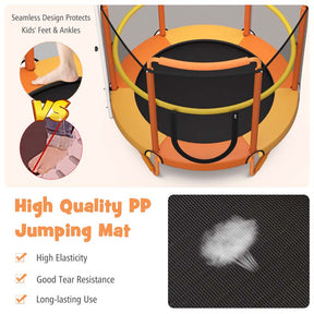 5FT 3-in-1 Kids Trampoline with Adjustable Horizontal Bar & Rings, ASTM Approved Heavy Duty 330 Lbs Toddler Trampoline Indoor Outdoor Ages 3+