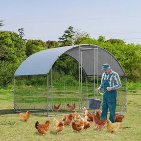 6.2FT Large Metal Chicken Coop, Walk-in Dome Poultry Cage Hen Run House Rabbits Habitat Cage with Waterproof Cover for Backyard Farm