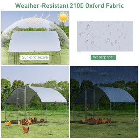 6.2FT Large Metal Chicken Coop, Walk-in Dome Poultry Cage Hen Run House Rabbits Habitat Cage with Waterproof Cover for Backyard Farm