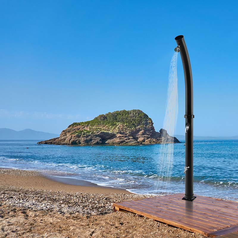 7.2 FT 5.3 Gallon Outdoor Solar-Heated Shower with 360° Rotating Shower Head & Foot Shower for Poolside Beach