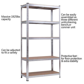 72" x 16" x 36" 5-Tier Storage Shelves Garage Shelving Units Adjustable Tool Utility Shelves Metal Storage Racks