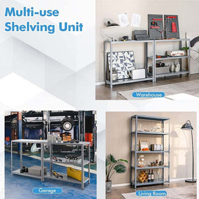 74" x 16" x 39" 5-Tier All Metal Storage Shelves Garage Shelving Units Tool Utility Shelves Adjustable Storage Racks