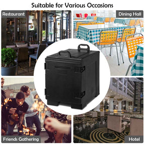 81 QT End-Loading Insulated Food Pan Carrier for 5 Full-Size Pans, LLDPE Portable Food Warmer with Fastener