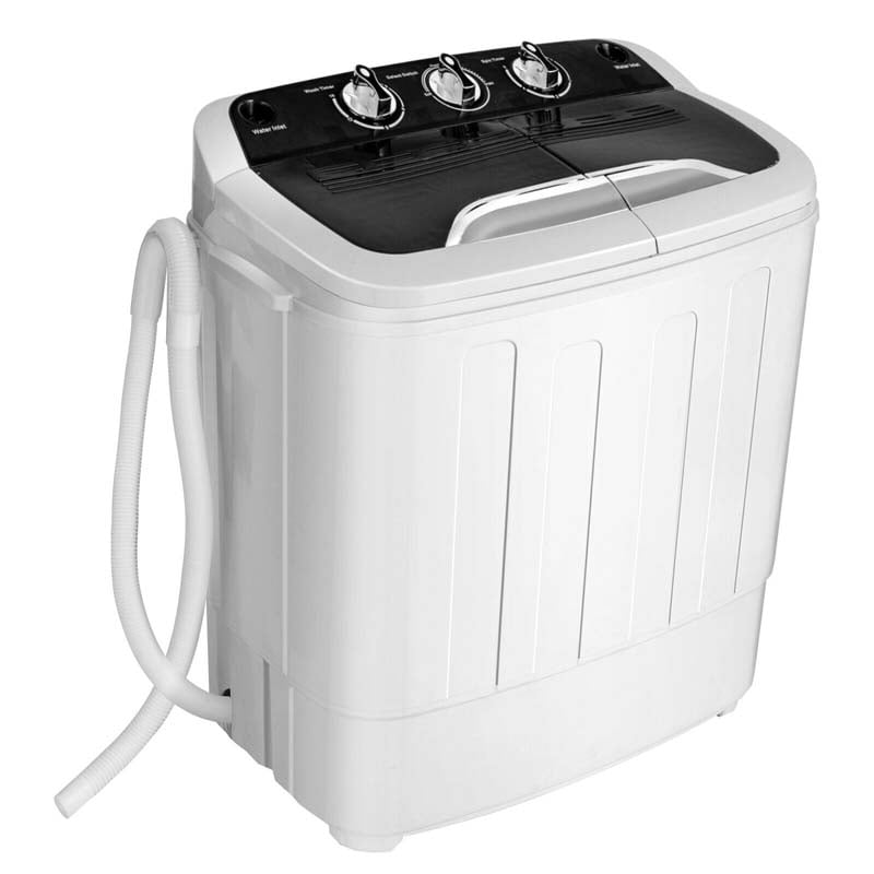 13Lbs Portable Twin Tub Washing Machine, Top Load Washer Spin Dryer Combo with Built-in Drain Pump, Compact Laundry Washer for Apartments & RVs