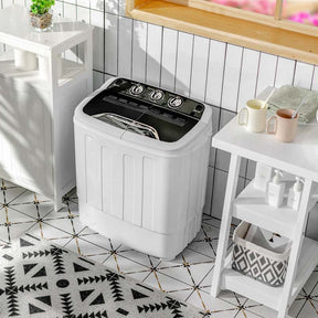 13Lbs Portable Twin Tub Washing Machine, Top Load Washer Spin Dryer Combo with Built-in Drain Pump, Compact Laundry Washer for Apartments & RVs