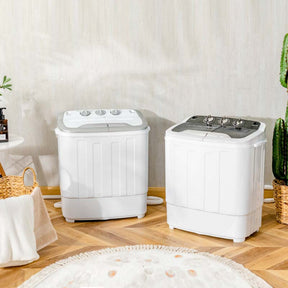 13Lbs Portable Twin Tub Washing Machine, Top Load Washer Spin Dryer Combo with Built-in Drain Pump, Compact Laundry Washer for Apartments & RVs