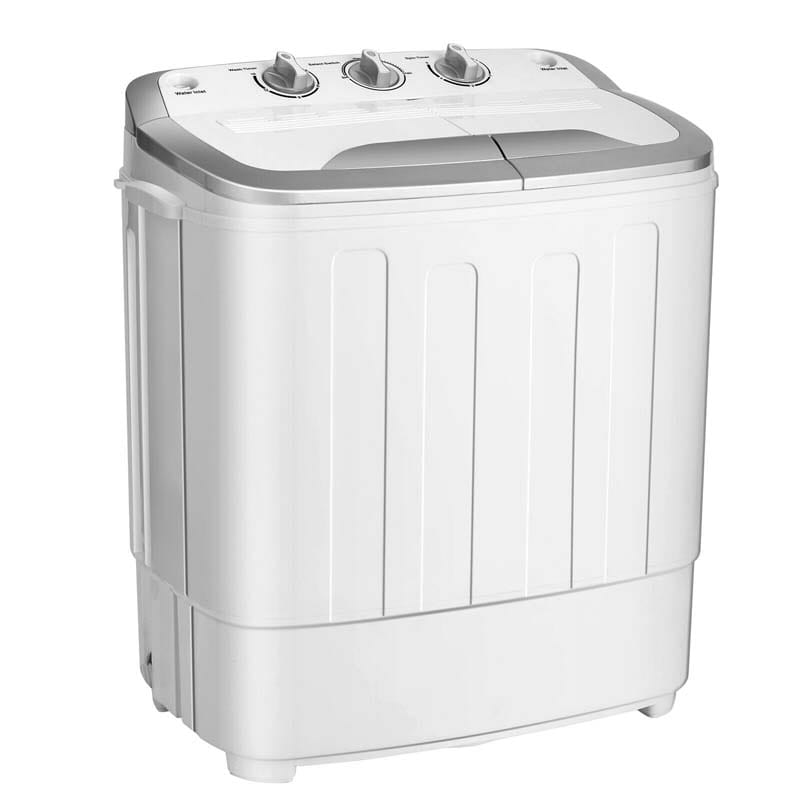 13Lbs Portable Twin Tub Washing Machine, Top Load Washer Spin Dryer Combo with Built-in Drain Pump, Compact Laundry Washer for Apartments & RVs