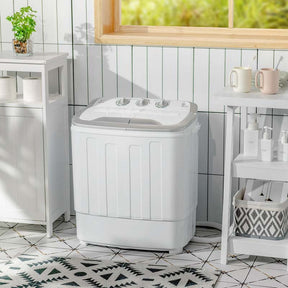 13Lbs Portable Twin Tub Washing Machine, Top Load Washer Spin Dryer Combo with Built-in Drain Pump, Compact Laundry Washer for Apartments & RVs