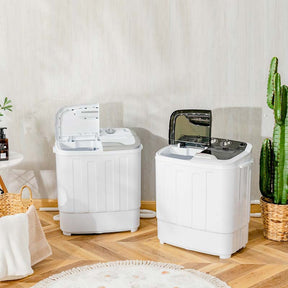 13Lbs Portable Twin Tub Washing Machine, Top Load Washer Spin Dryer Combo with Built-in Drain Pump, Compact Laundry Washer for Apartments & RVs
