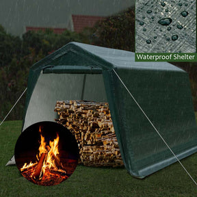 8 x 14 FT Heavy Duty Steel Enclosed Carport Car Canopy Tent Outdoor Garage Storage Shelter Shed with Waterproof Ripstop Cover