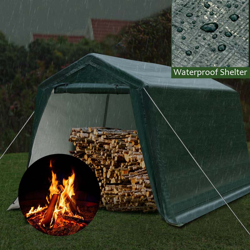 8 x 14 FT Heavy Duty Steel Enclosed Carport Car Canopy Tent Outdoor Garage Storage Shelter Shed with Waterproof Ripstop Cover