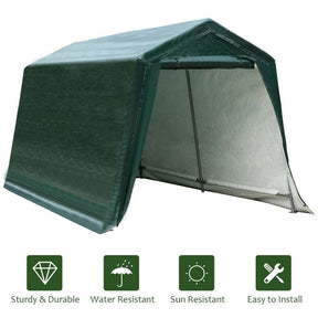 8 x 14 FT Heavy Duty Steel Enclosed Carport Car Canopy Tent Outdoor Garage Storage Shelter Shed with Waterproof Ripstop Cover