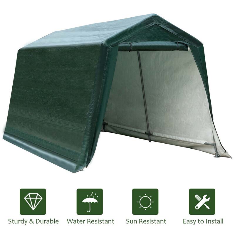 8 x 14 FT Heavy Duty Steel Enclosed Carport Car Canopy Tent Outdoor Garage Storage Shelter Shed with Waterproof Ripstop Cover