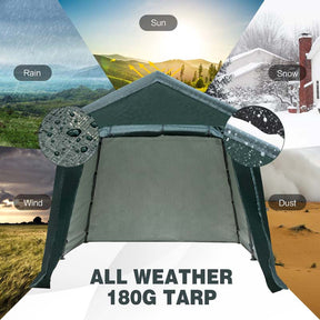 8 x 14 FT Heavy Duty Steel Enclosed Carport Car Canopy Tent Outdoor Garage Storage Shelter Shed with Waterproof Ripstop Cover