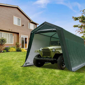 8 x 14 FT Heavy Duty Steel Enclosed Carport Car Canopy Tent Outdoor Garage Storage Shelter Shed with Waterproof Ripstop Cover